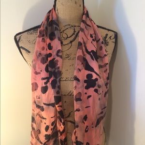 Coral and black scarf